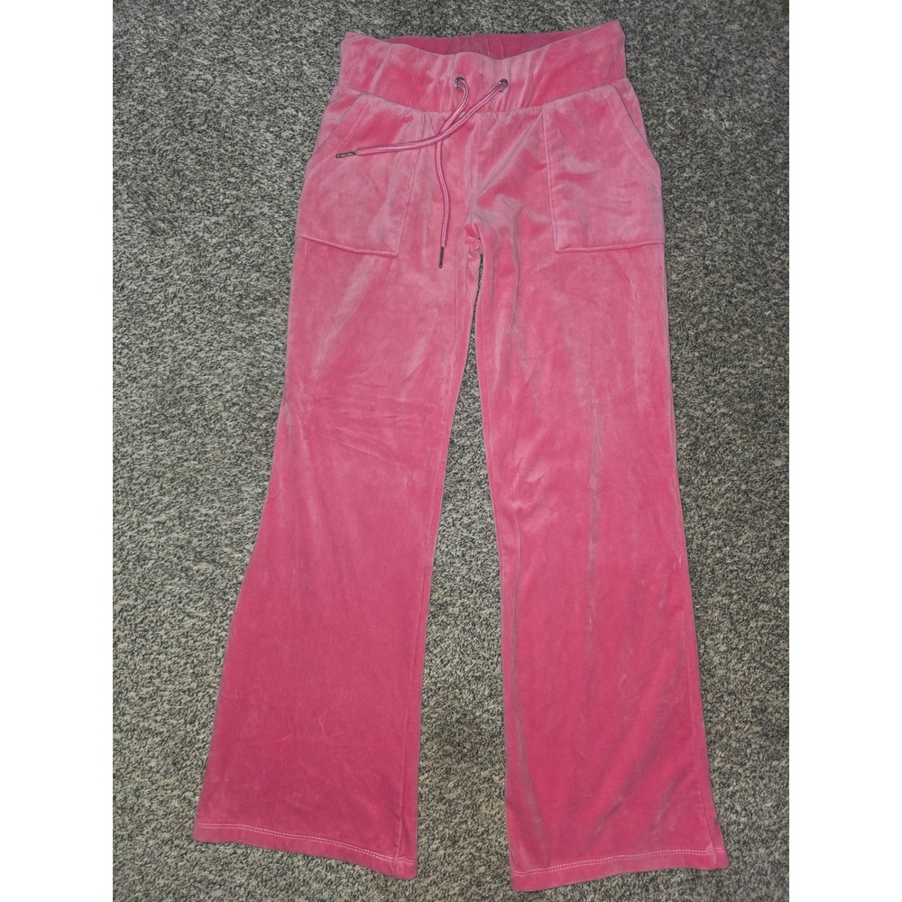 Bebe Pink Velour Track Pants Rhinestone Logo Y2K Lounge Pants Small